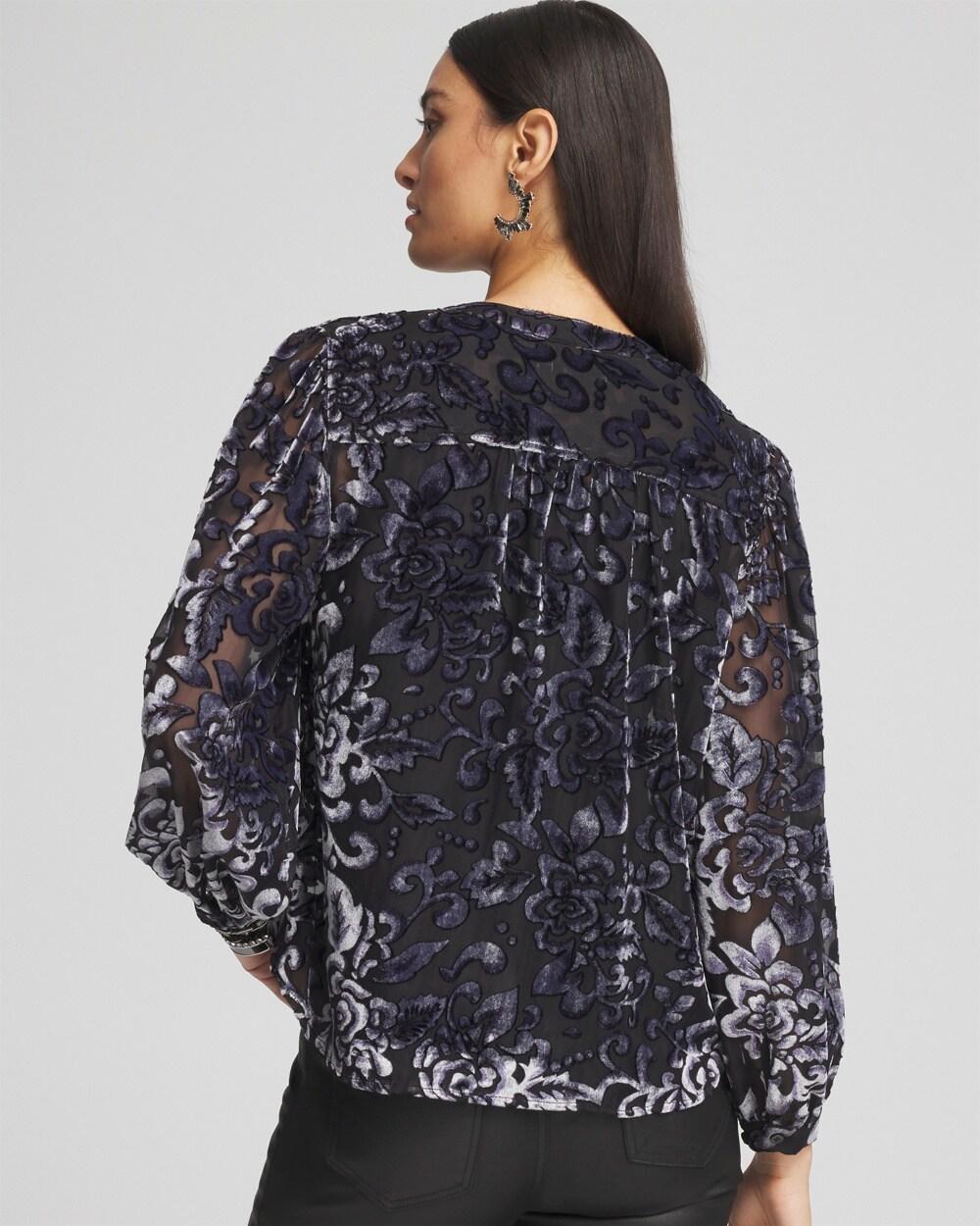 Velvet Blouson Sleeve Blouse Product Image