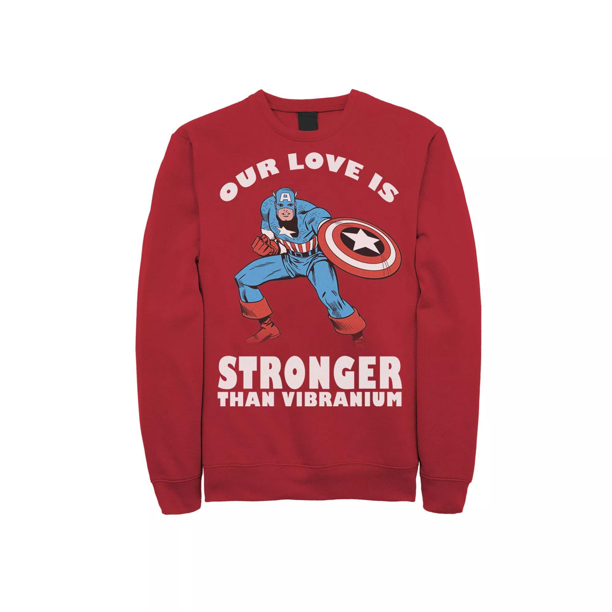 Men's Marvel Strong Love Valentines Day Sweatshirt, Size: Large, Red Product Image