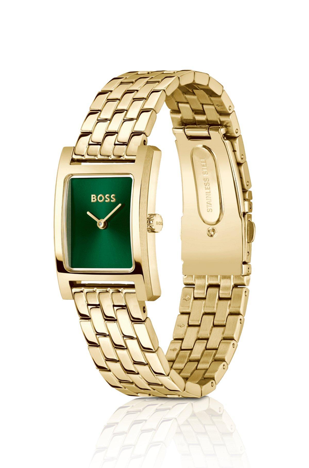 BOSS - Gold-tone watch with green dial Product Image