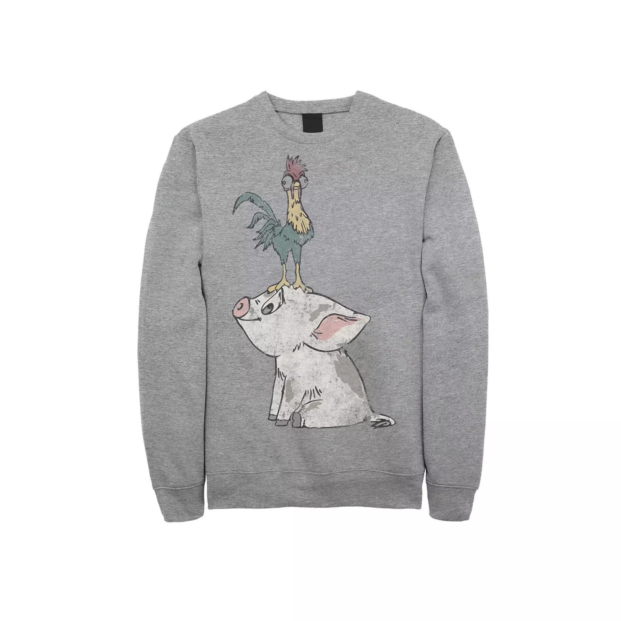 Disney's Moana Hei Hei Men's On Top Of Pigs Head Sweatshirt, Size: 3XL, Athletic Grey Product Image