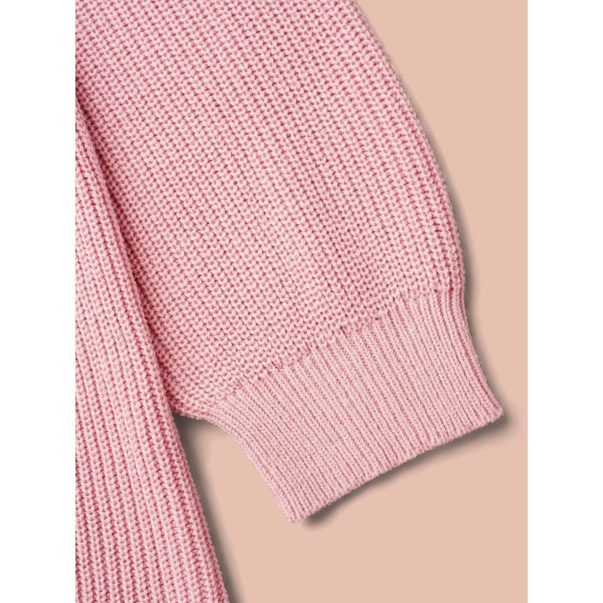Plus Size Textured Cable-Knit Waist Cinched Pullover Nudepink Women Elegant Bodycon Long Sleeve Round Neck Everyday Pullovers BloomChic 18-20/2X Product Image