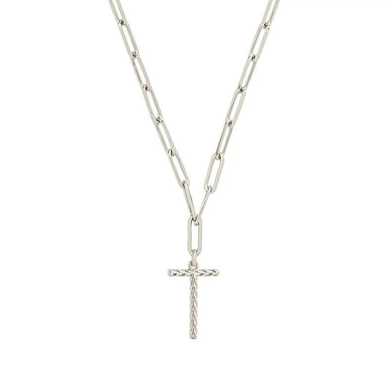 MC Collective Braided Initial Pendant Necklace, Women's, Size: 16", Silver Tone H Product Image