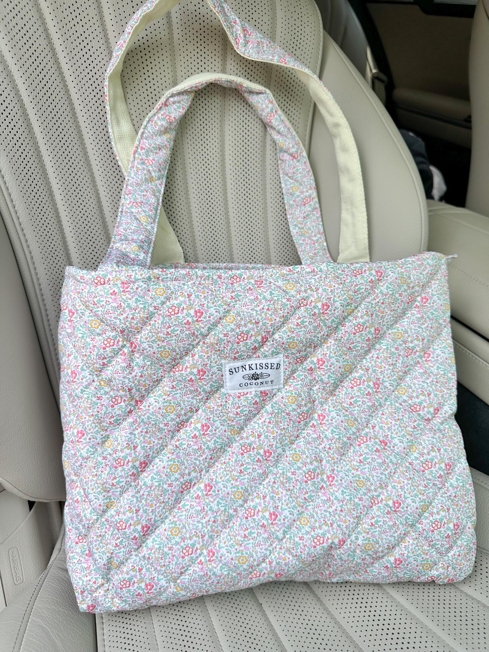 Floral Day In The Park Handmade Tote Zipper Bag Girls Product Image