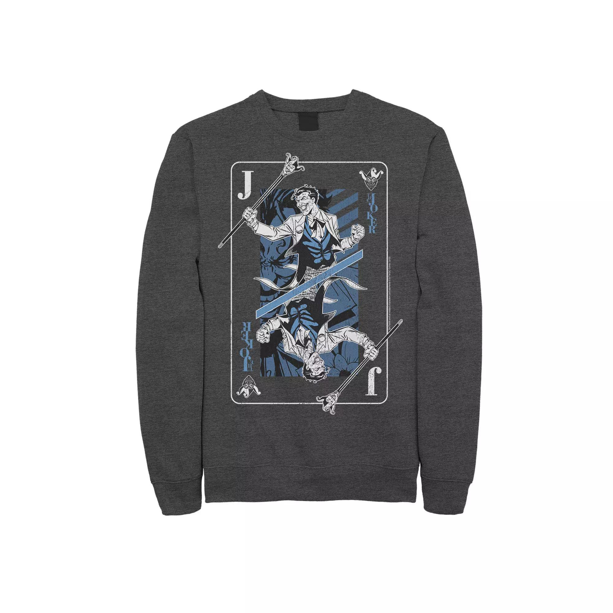 Mens DC Comics The Joker Playing Card Sweatshirt, Men's, Size: Small, Black Product Image