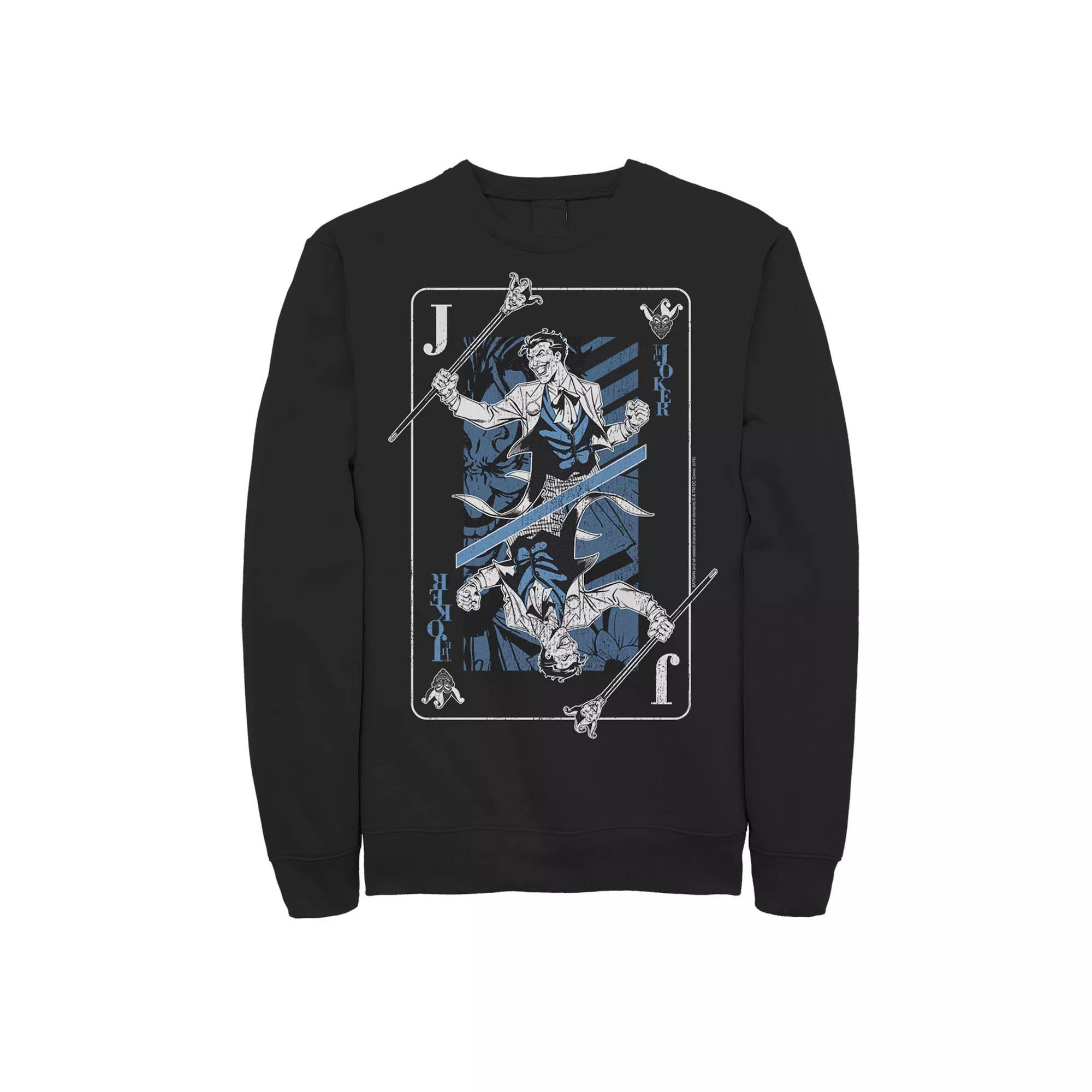 Mens DC Comics The Joker Playing Card Sweatshirt, Men's, Size: Small, Black Product Image