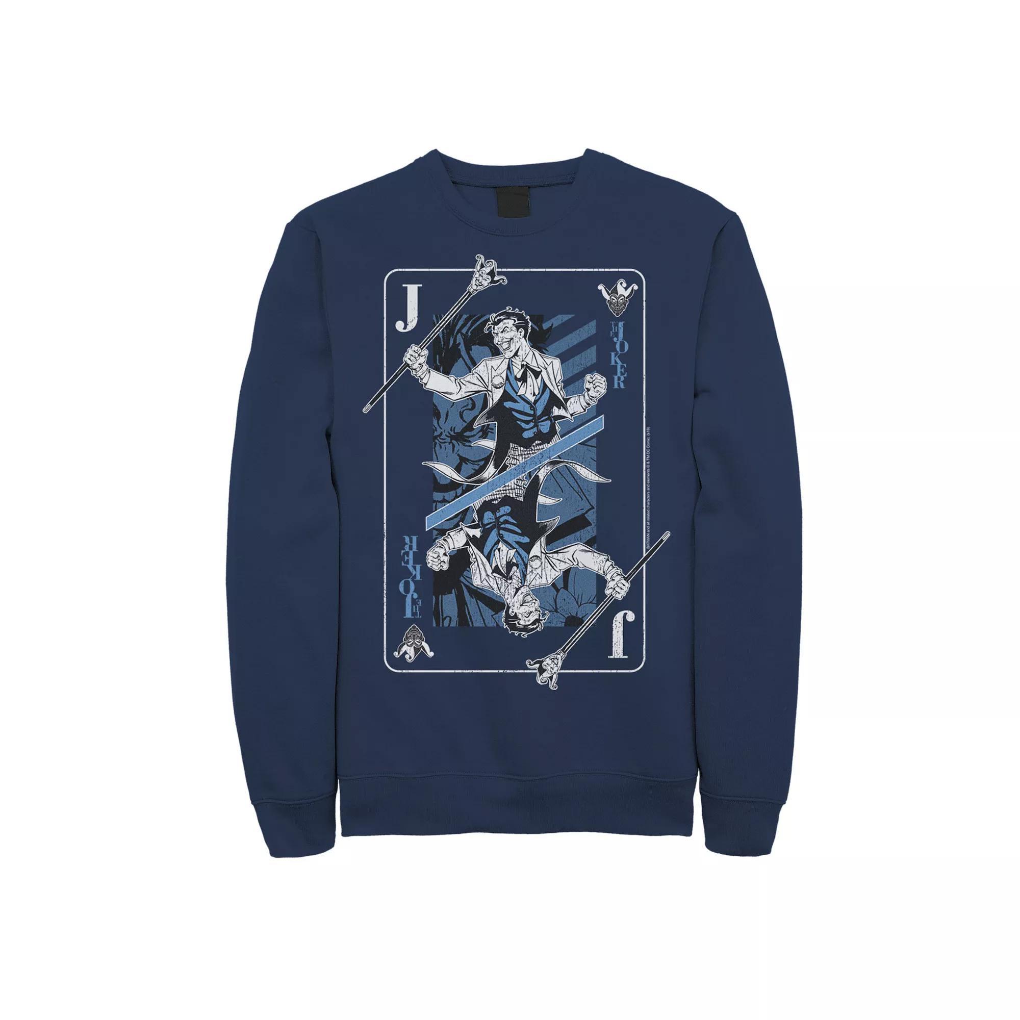 Mens DC Comics The Joker Playing Card Sweatshirt, Men's, Size: Small, Black Product Image