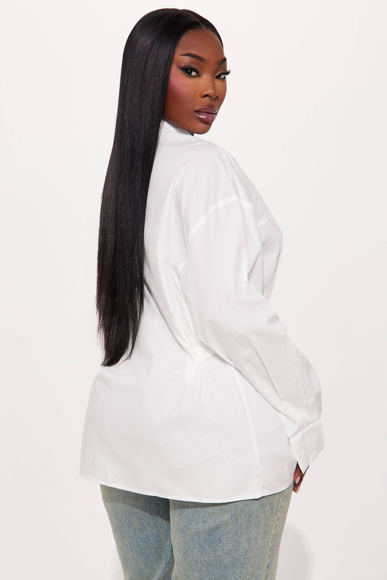 Sofia Poplin Shirt - White Product Image