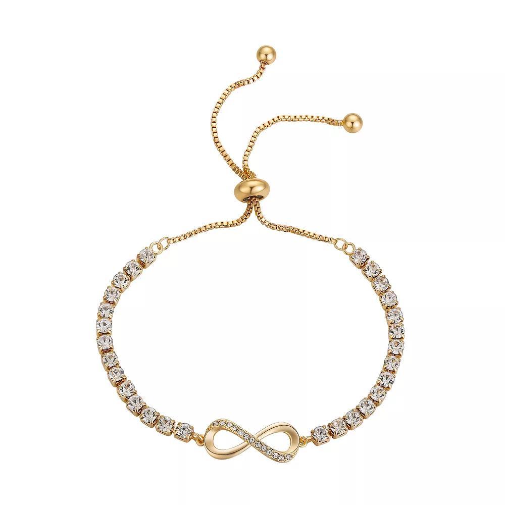 Brilliance Gold Tone Crystal Accent Infinity Adjustable Bracelet, Women's, Size: 8.5" Product Image