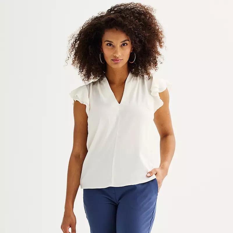 Womens Nine West Flutter Sleeve Satin Blouse Product Image
