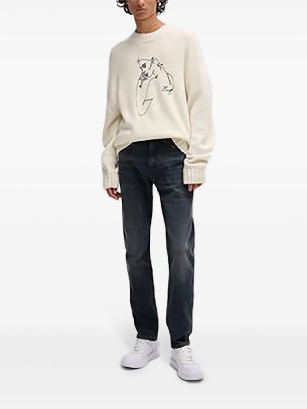 HUGO BOSS Slim-fit Jeans In Stretch Denim With Used Effects In Black 005 Product Image