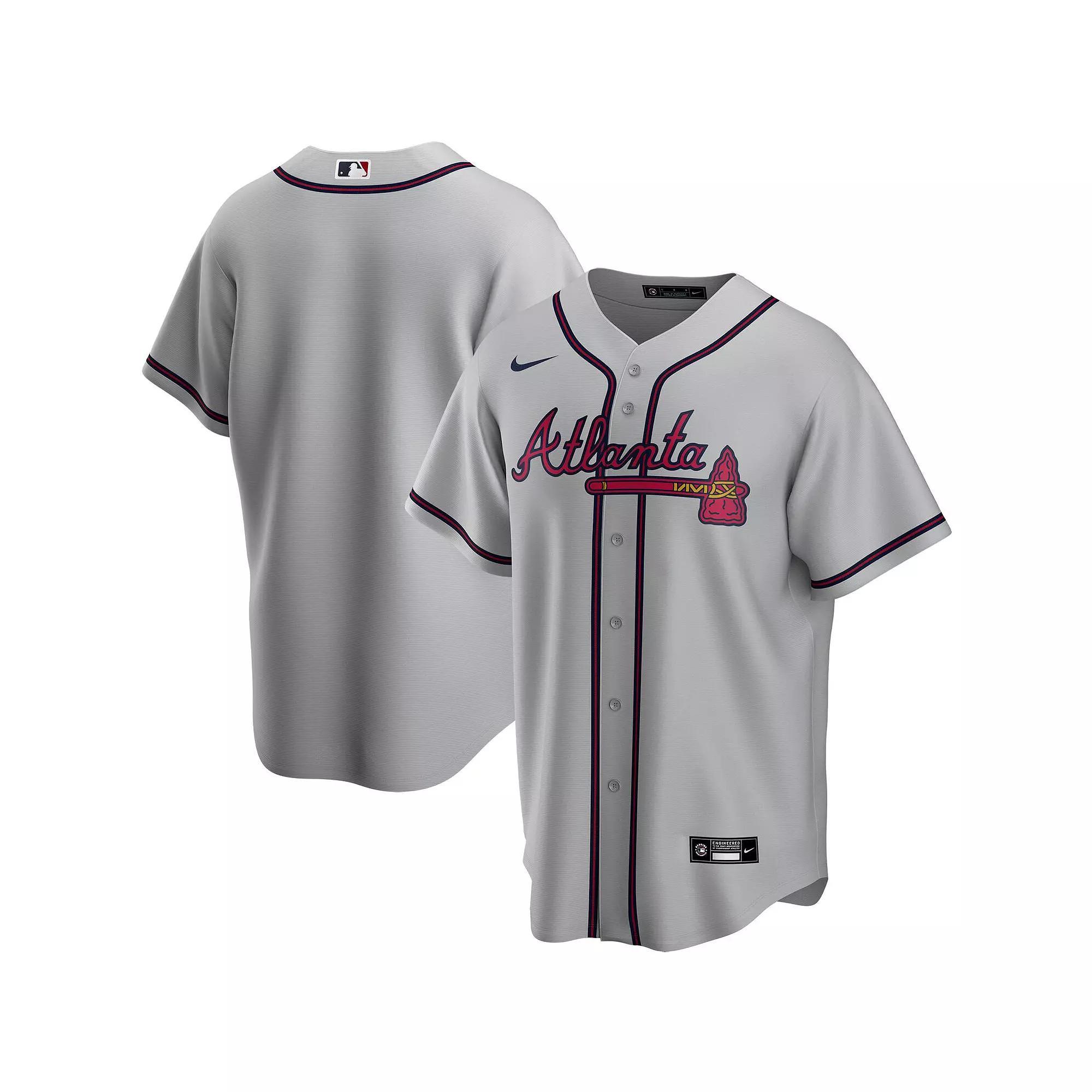 Mens Nike Gray Atlanta Braves Road Replica Team Jersey Product Image