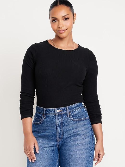 Plush-Knit Long-Sleeve T-Shirt Product Image