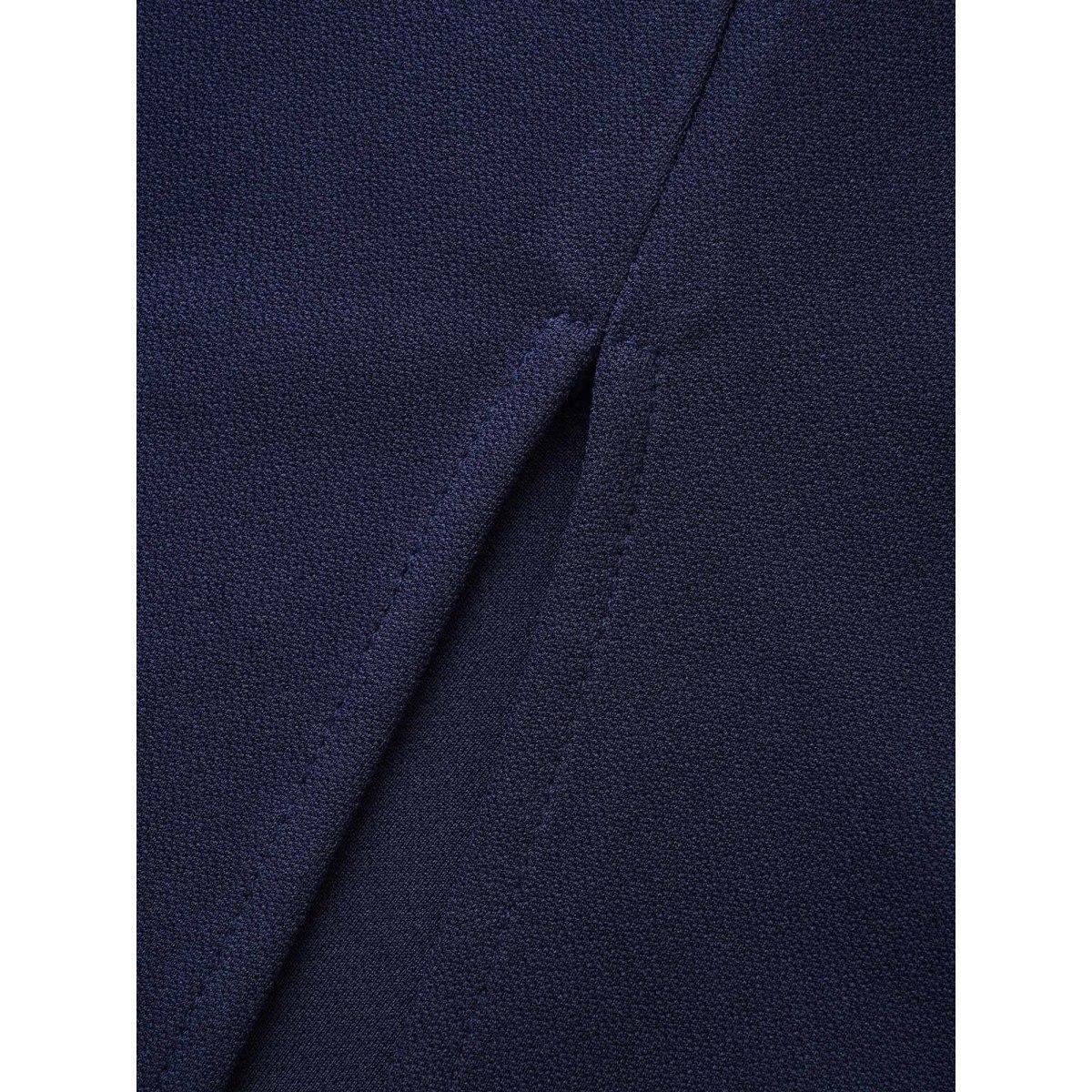 Plus Size Solid Cut Out Split Hem Dress Navy Women At the Office Cut-Out Boat Neck Elbow-length sleeve Curvy BloomChic 28/5X Product Image