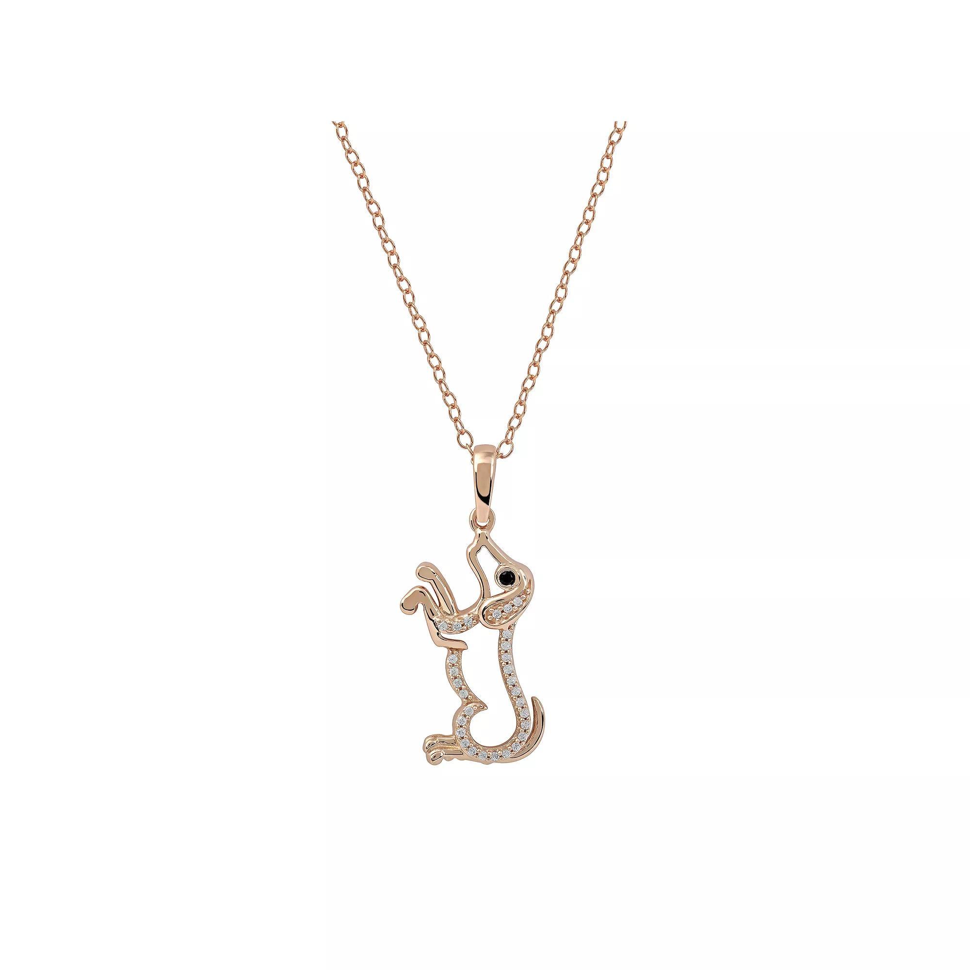 DeCouer Sterling Silver 1/10 Carat T.W. Diamond Dog Pendant Necklace, Women's, Size: 18", Rose Gold Tone Product Image