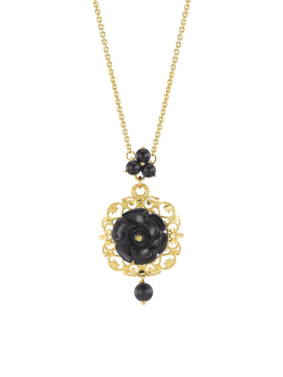 Womens Mamma Rose 18K Yellow Gold & Black Jade Pendant Necklace Product Image