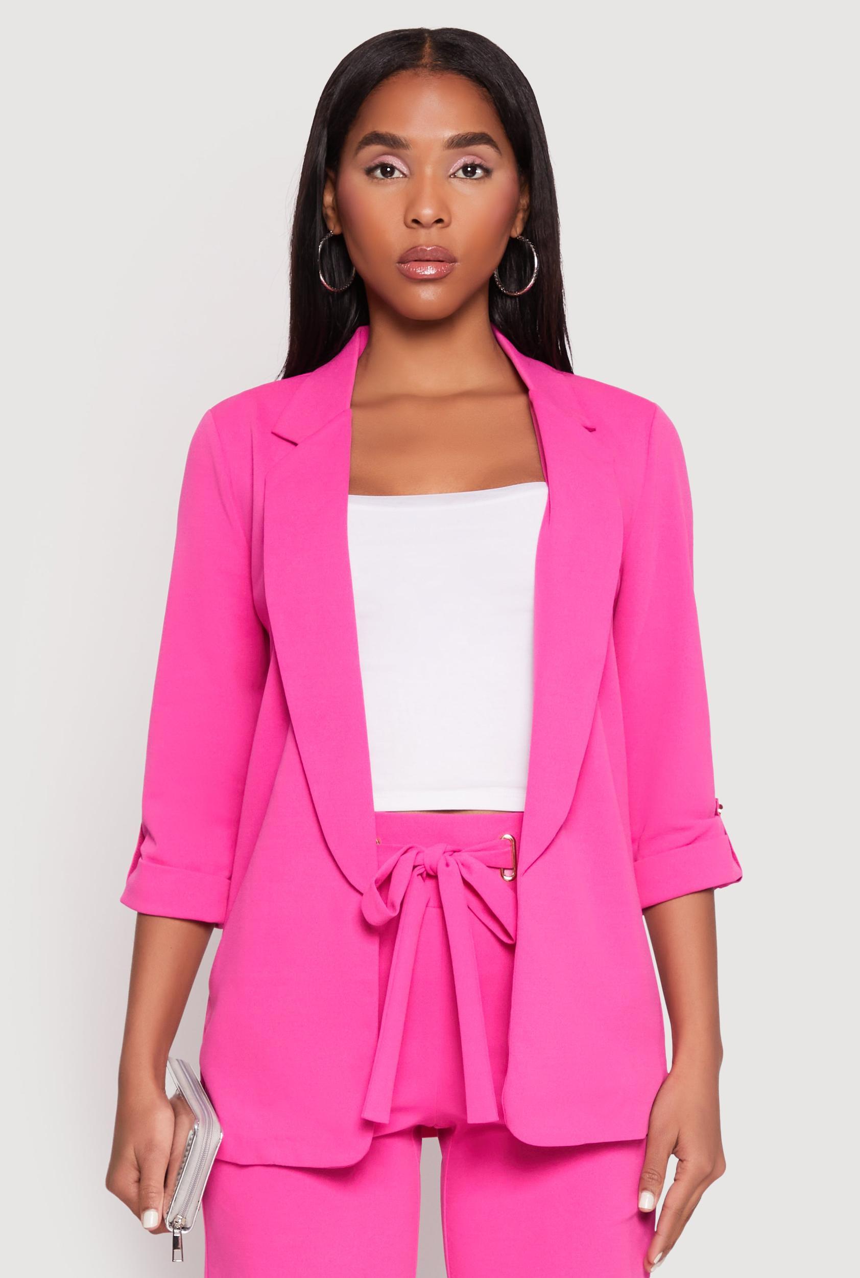 Womens Crepe Knit Open Front Blazer Product Image