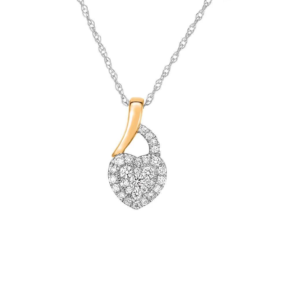 1/6 Carat T.W. Diamond 10k 2-Tone Gold Heart Pendant Necklace, Women's, Size: 18", 10k Two Tone Product Image