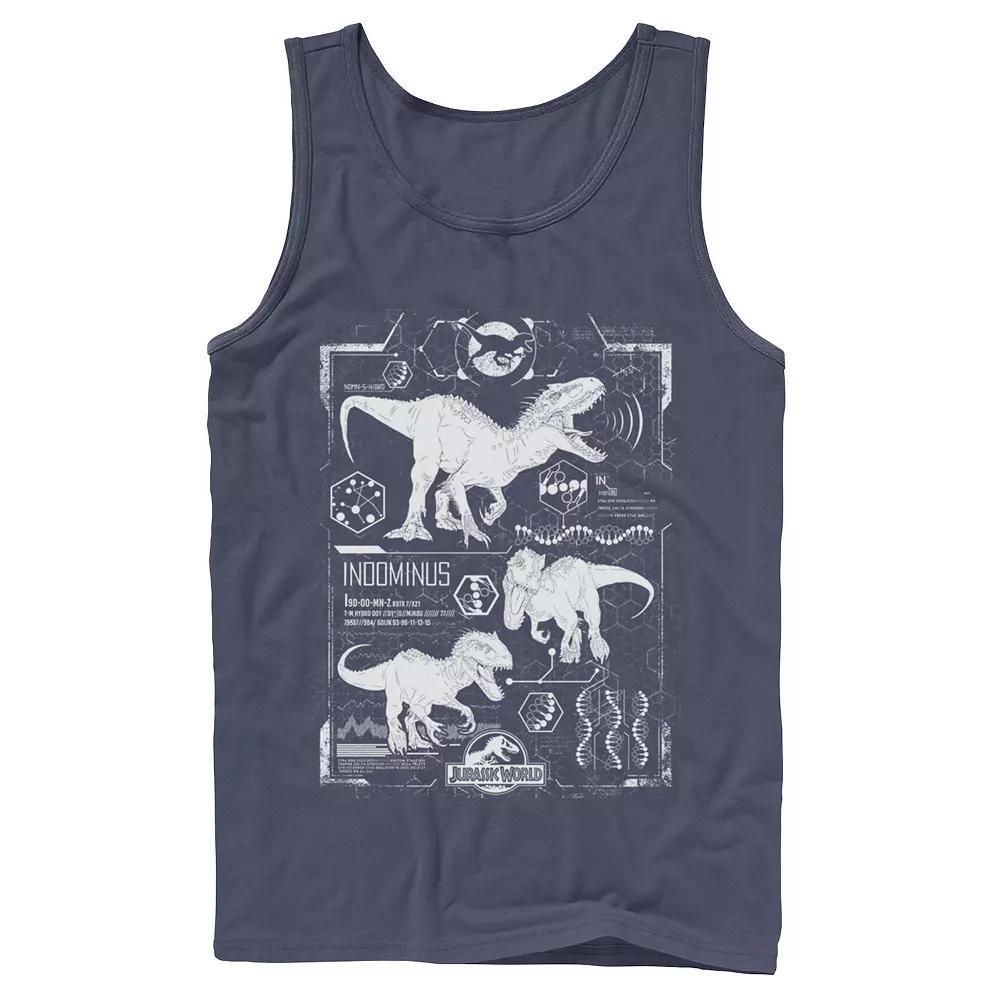 Men's Jurassic World Indominus Rex Green Schematic Tank Top, Size: XL, Black Product Image