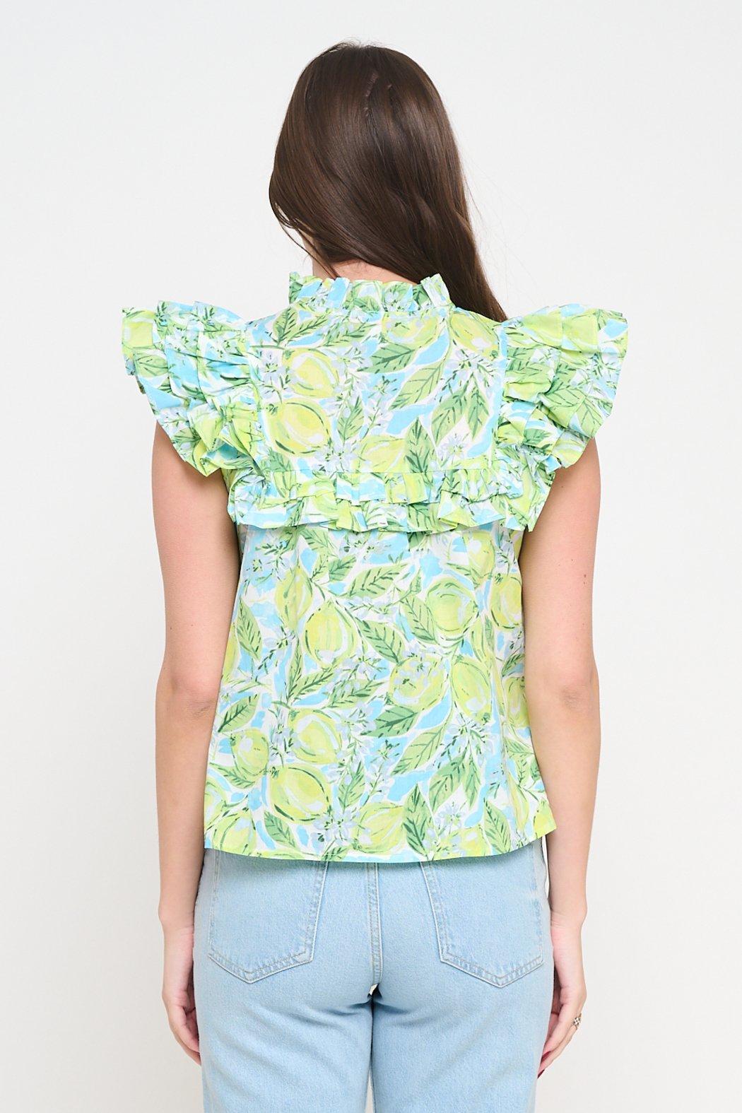 Ruffled Tie-Neck Blouse Product Image