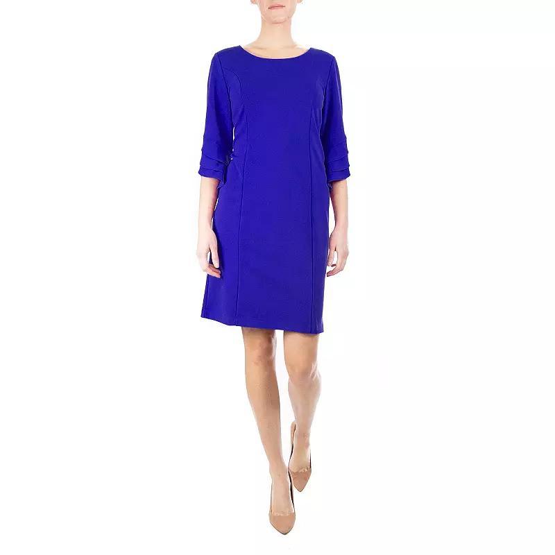 Womens Nina Leonard Tiered Sleeve Sheath Dress Deep Blue Product Image