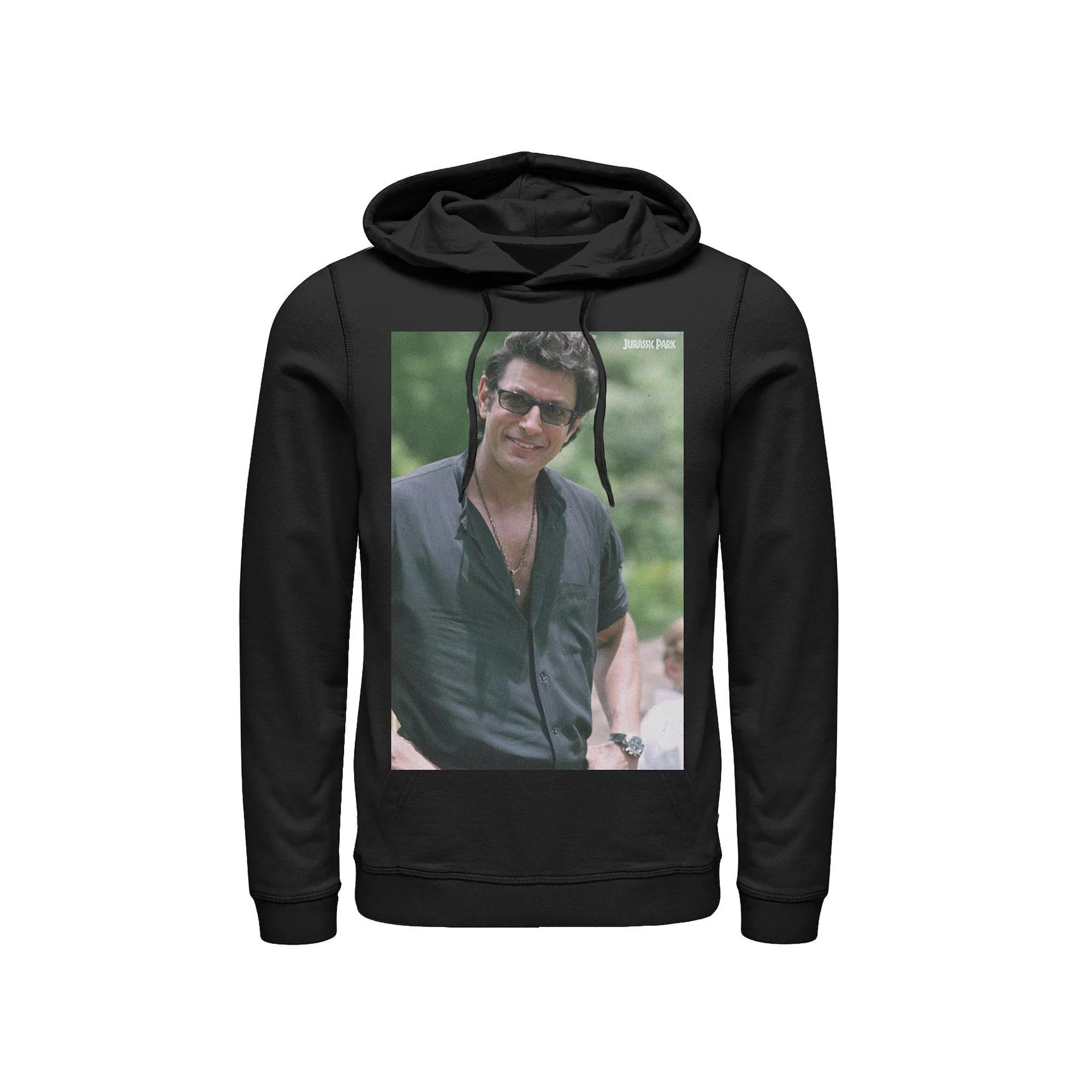 Men's Jurassic Park Jeff Goldblum Smile Poster Style Pullover Hoodie, Size: Medium, Black Product Image