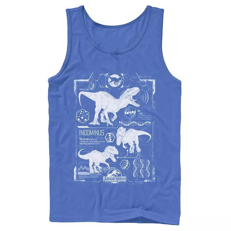 Men's Jurassic World Indominus Rex Green Schematic Tank Top, Size: XL, Black Product Image