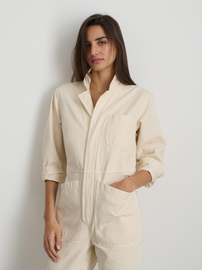 Standard Zip Jumpsuit in Herringbone Product Image