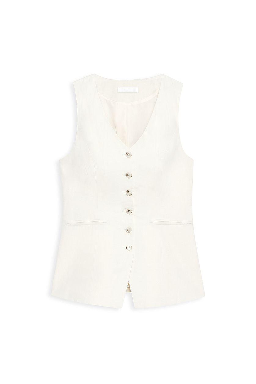 Linen Blend V Neck Vest Product Image