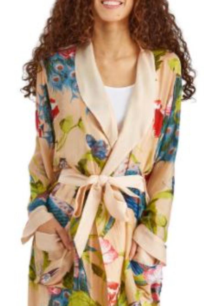 Floral Viscose Robe Gown with Removable Waist Tie Closure Product Image