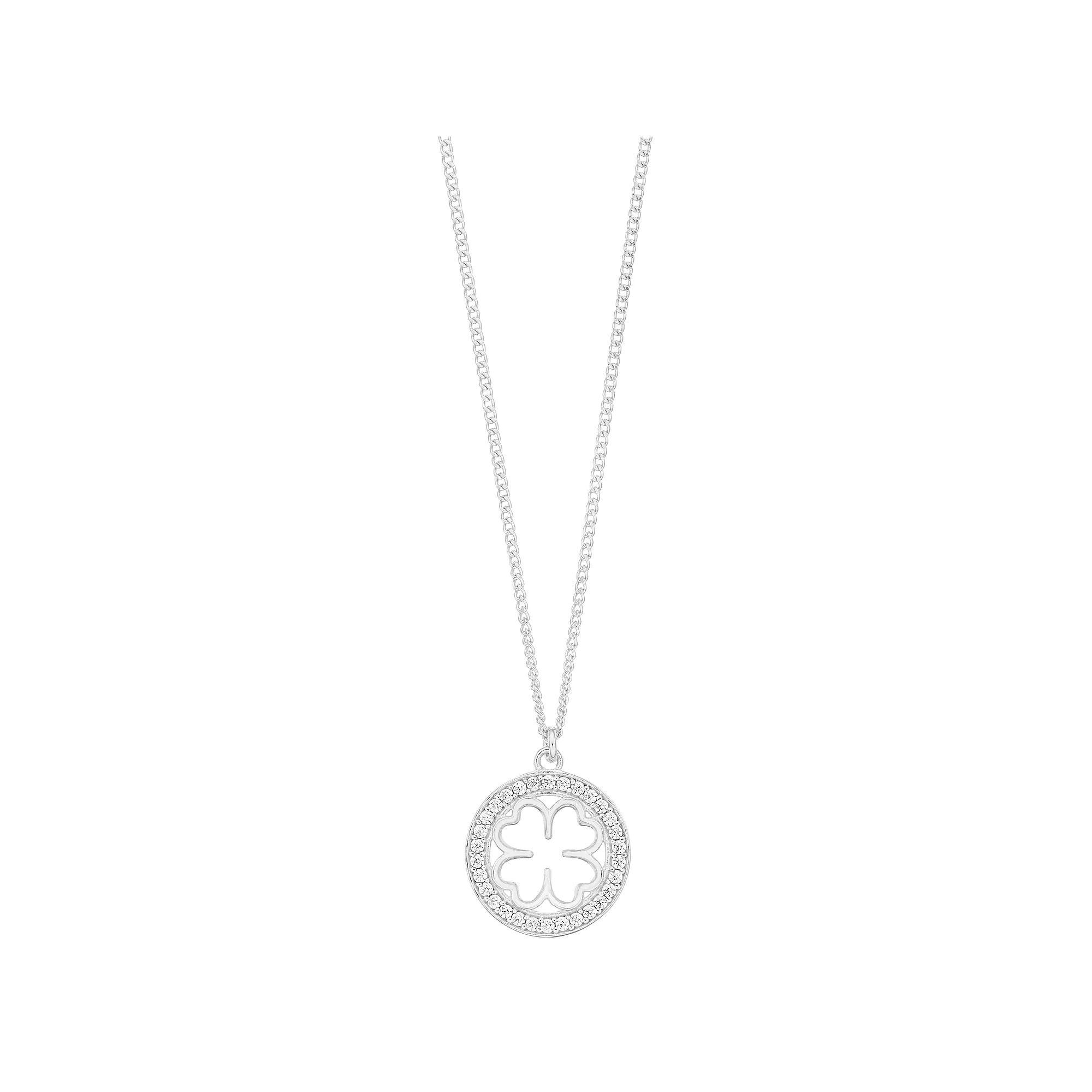 Sterling Silver Cubic Zirconia Lucky Clover Pendant Necklace, Women's, Size: 18" Product Image