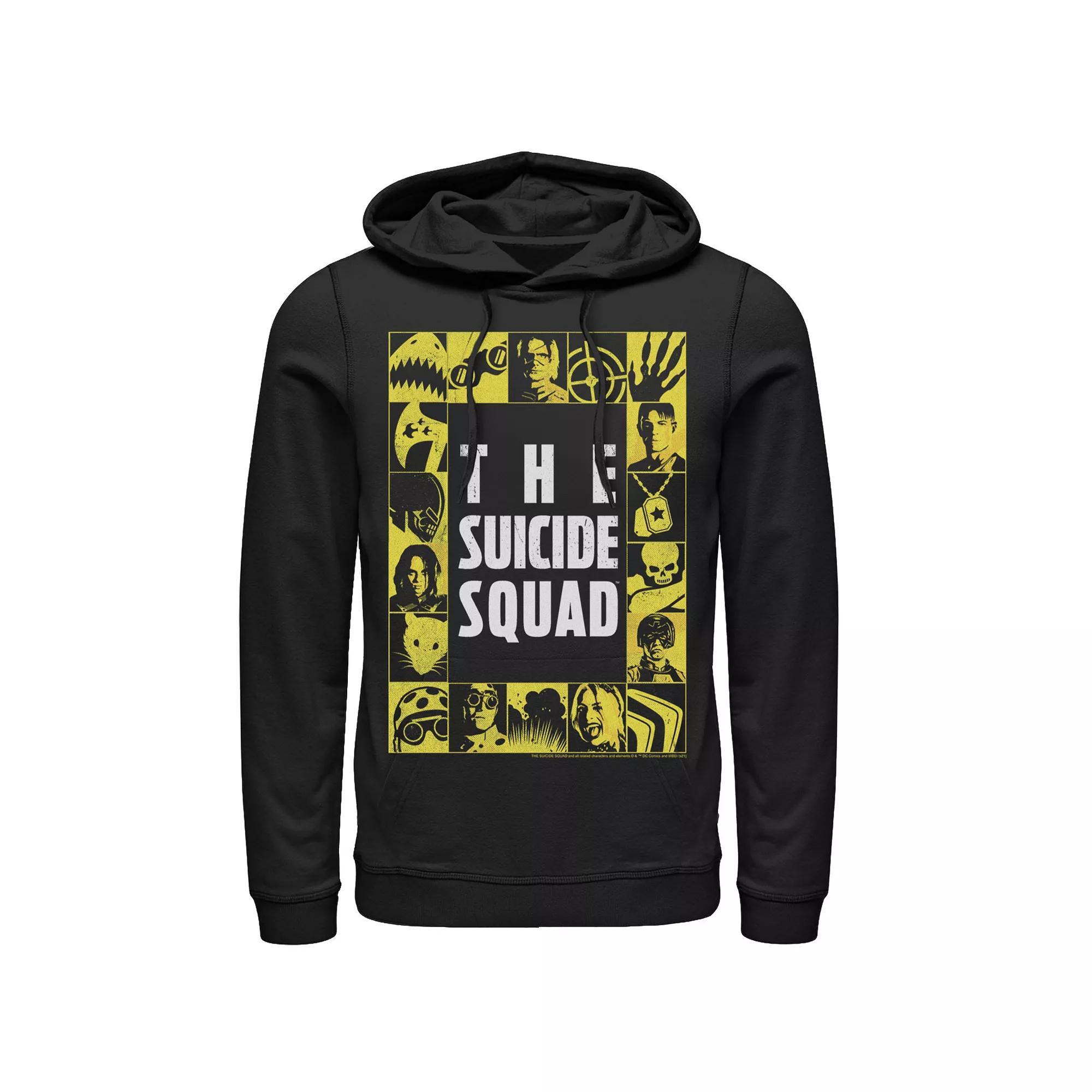 Men's The Suicide Squad Yellow Squares Logo Hoodie, Boy's, Size: XL, Black Product Image
