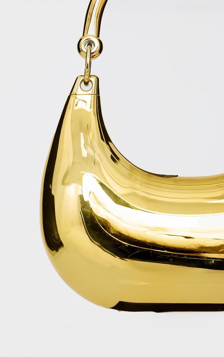 Gold Hard Smooth Curved Shoulder Bag Product Image