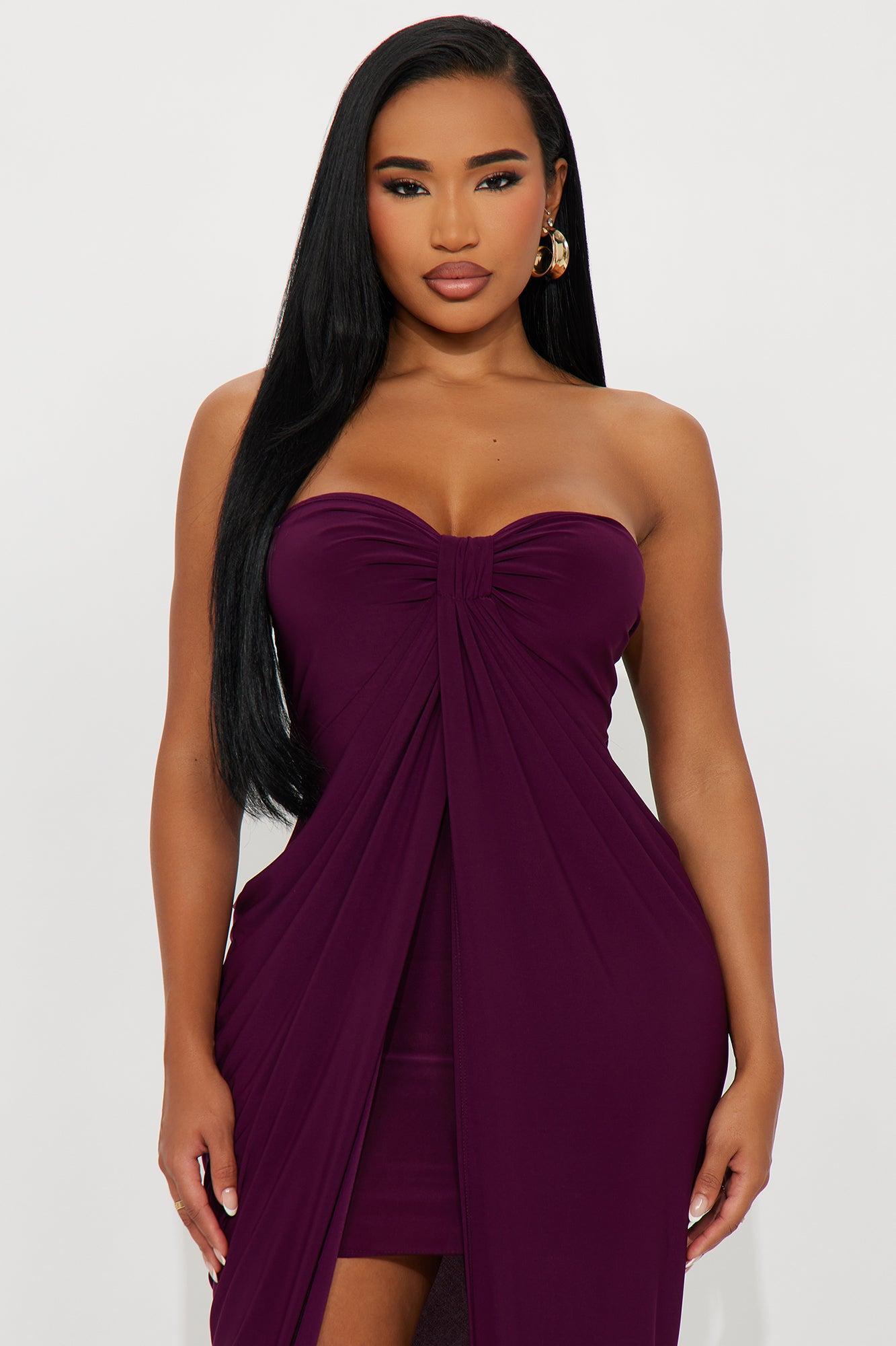 Wine And Dine Draped Maxi Dress - Plum Product Image