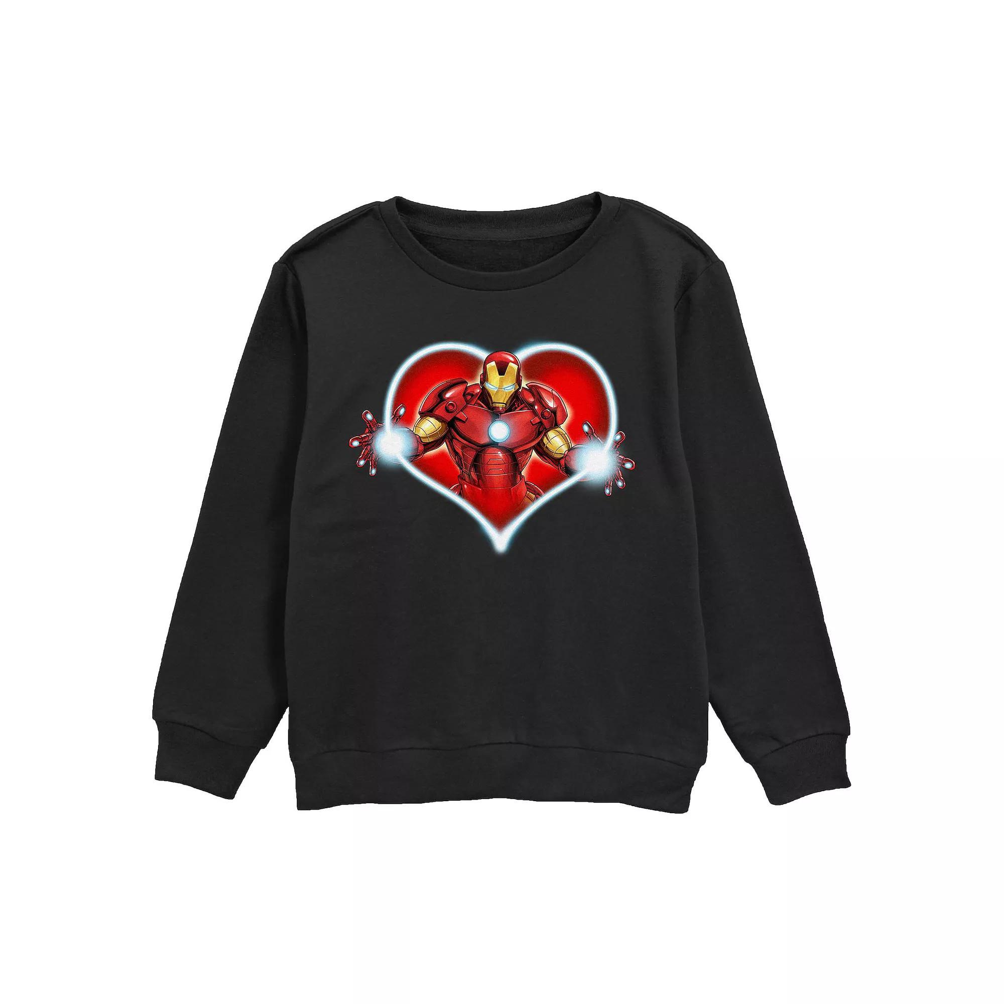 Boys 8-20 Marvel Iron Man Heart Blast Fleece Sweatshirt, Boy's, Size: Small, Black Product Image