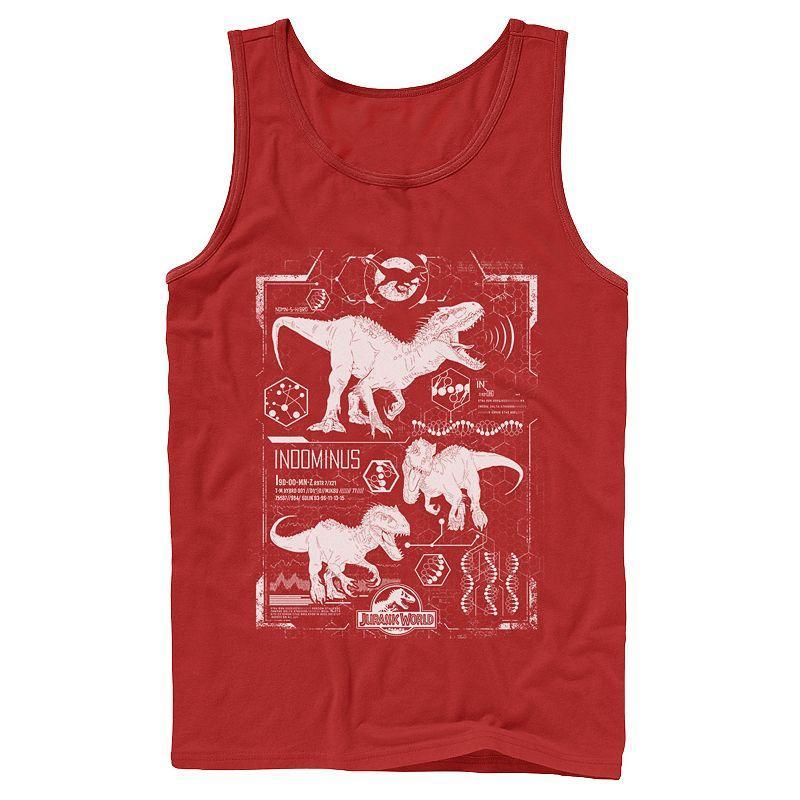 Mens Jurassic World Indominus Rex Green Schematic Tank Top Blue Product Image