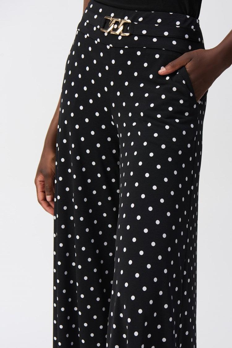 Silky Knit Dot Print Pull-On Culotte Pants Product Image