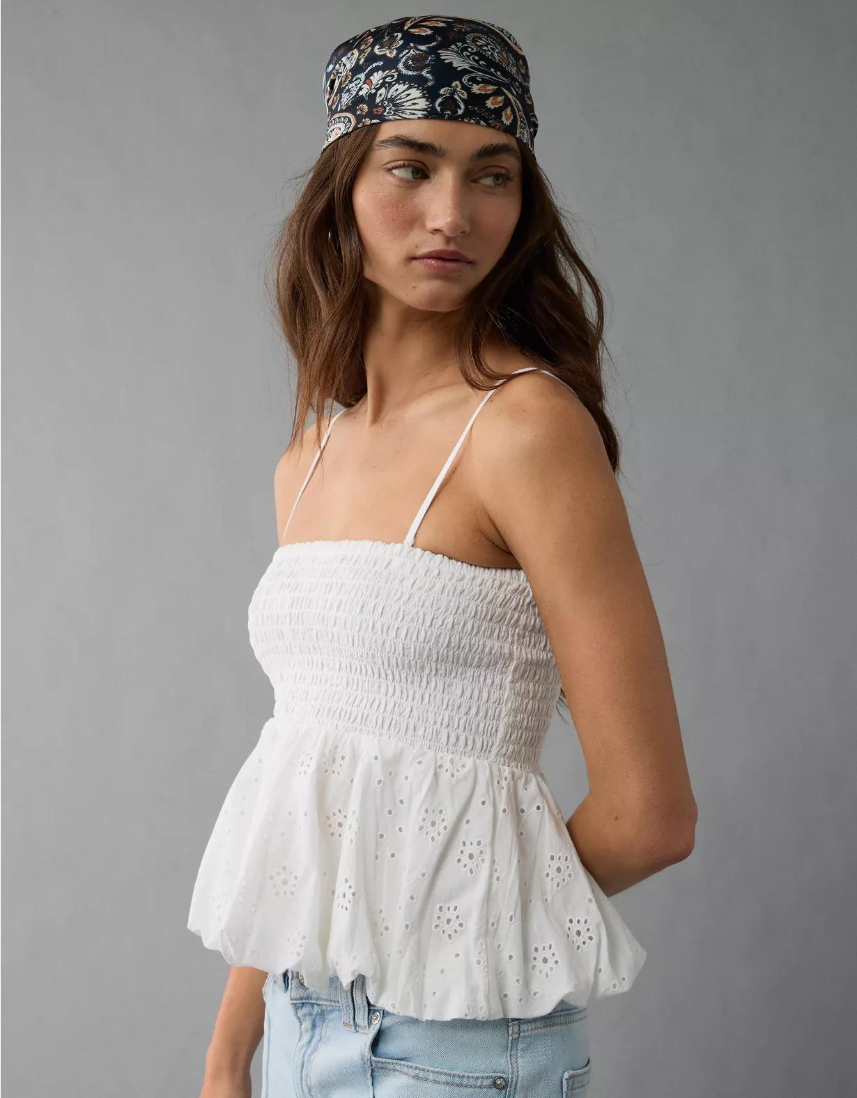 AE Eyelet Bubble Tube Top Product Image