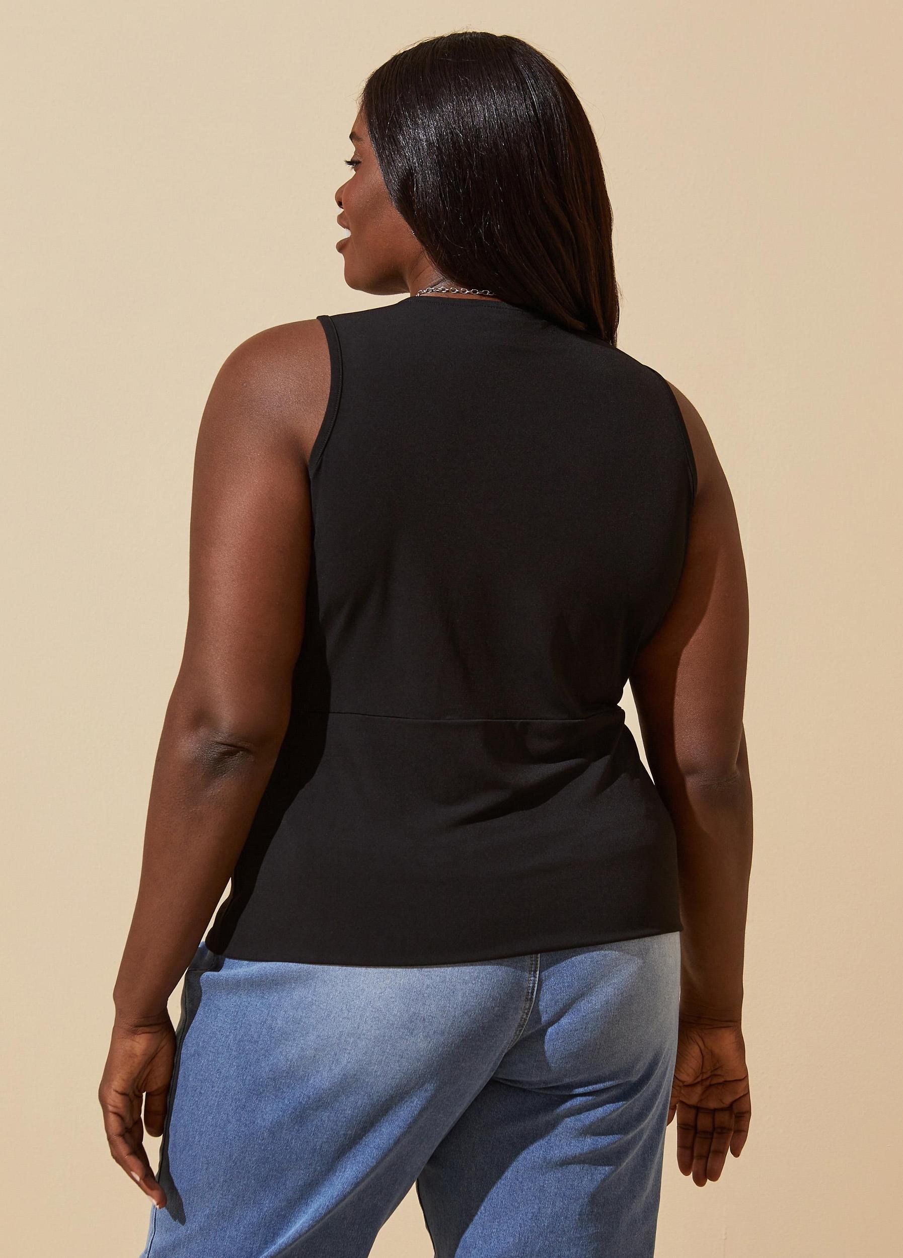 Stretch Knit Faux Wrap Top Product Image