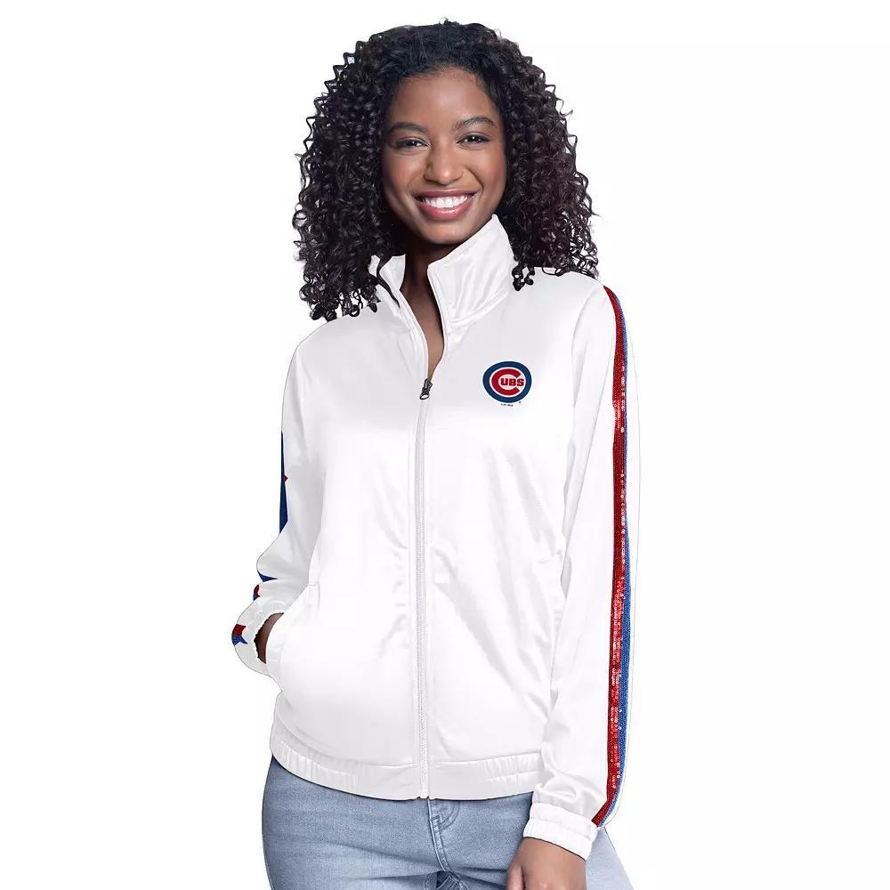 Women's G-III Sports by Carl Banks  White Chicago Cubs Gear II Full-Zip Track Jacket, Size: Medium Product Image