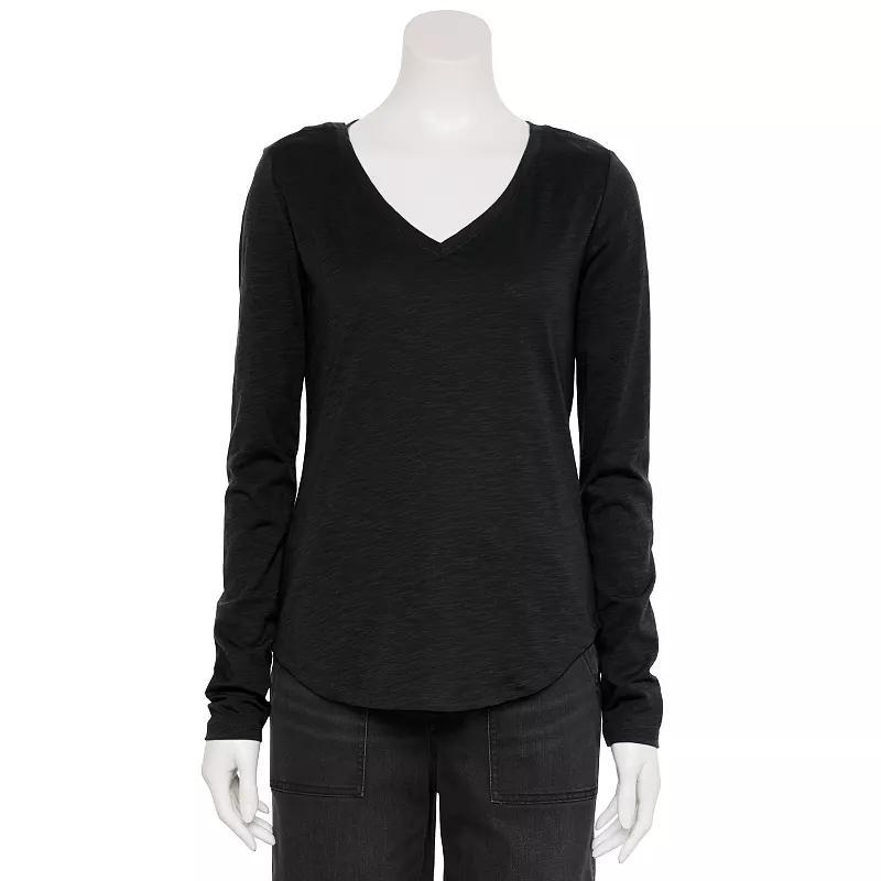 Womens Sonoma Goods For Life Adaptive Everyday Long Sleeve V-Neck T-Shirt Restful Purple Product Image