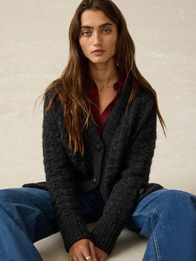 Frost Relaxed Cardigan - Charcoal Female Product Image