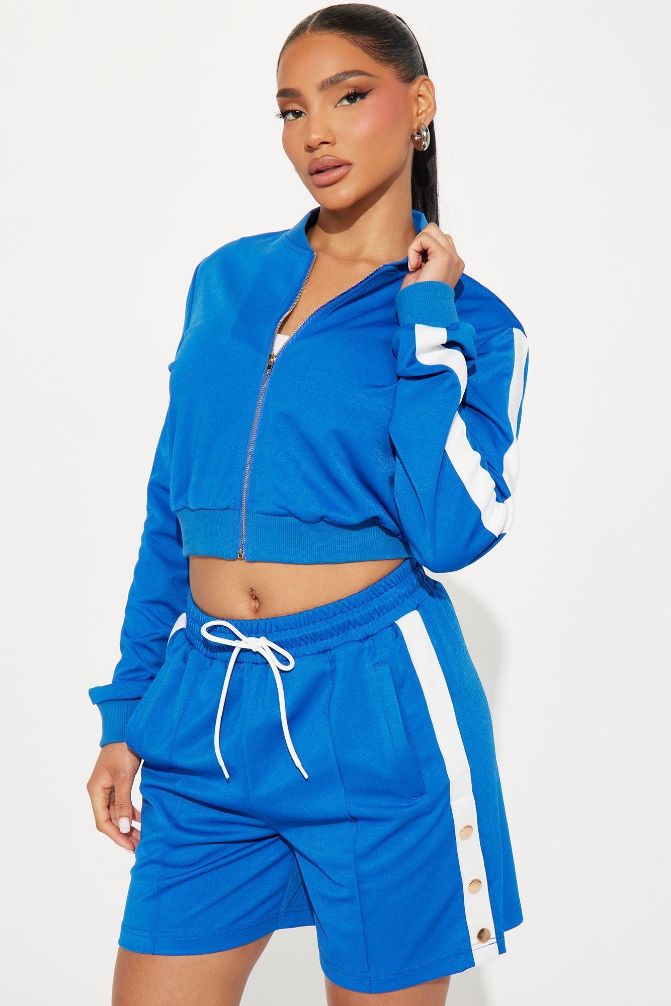 Hanging Out Later Track Short Set - Royal Product Image