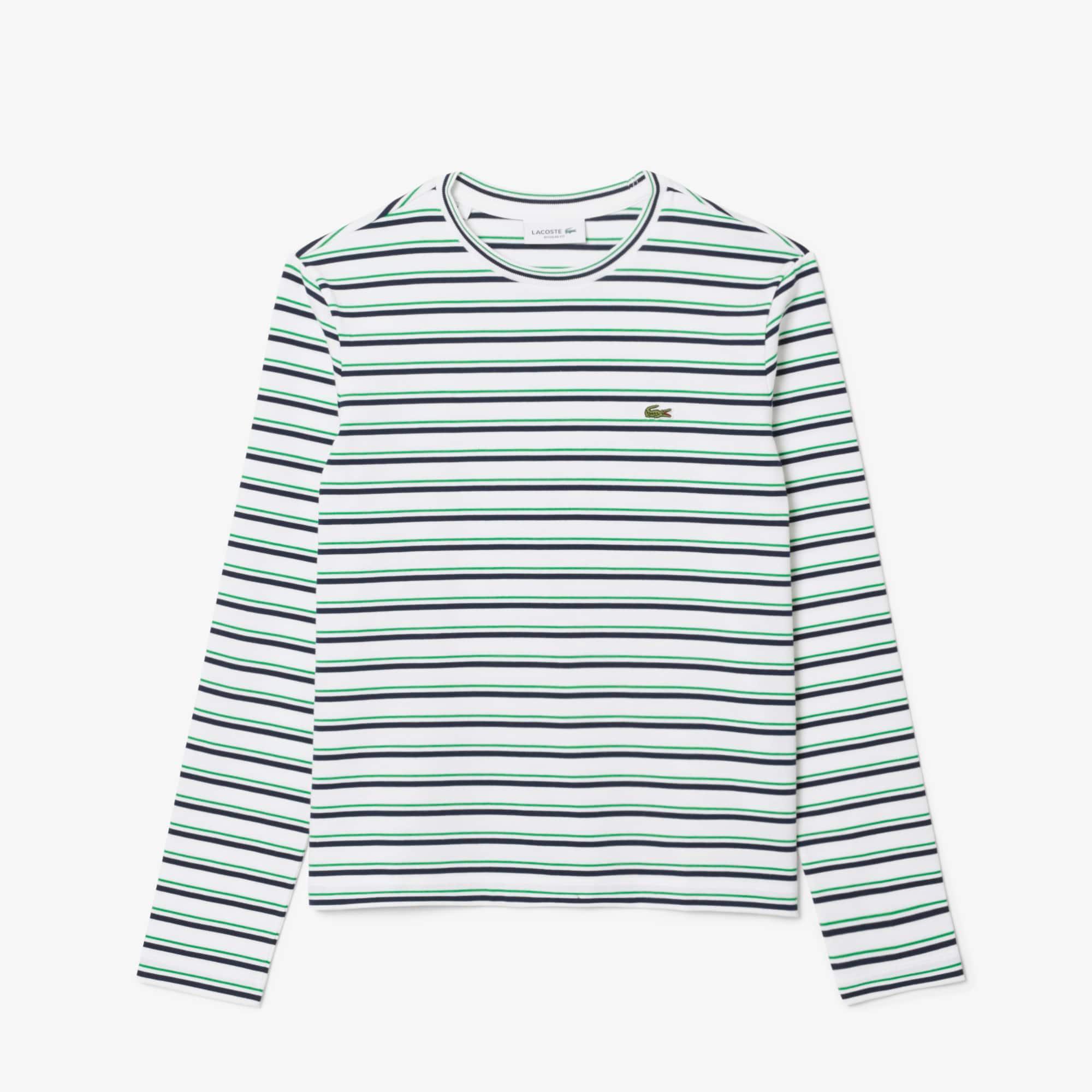 Long Sleeved Striped Cotton T-shirt Product Image