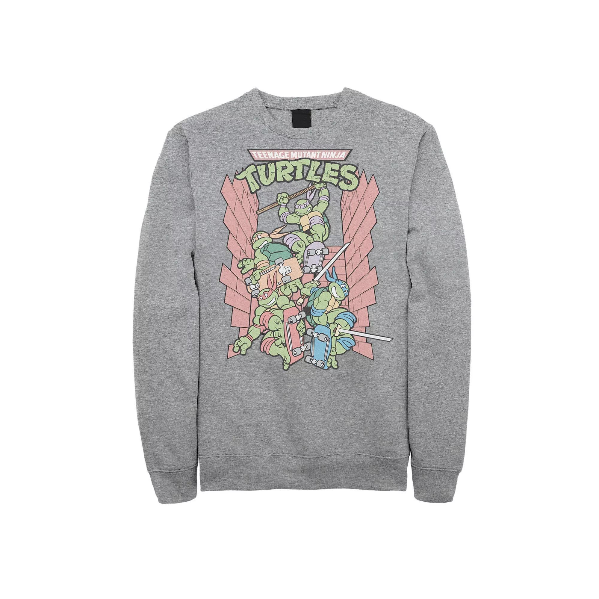 Men's Nickelodeon Teenage Mutant Ninja Turtles Retro Skate Fleece Sweatshirt, Size: Large, Athletic Grey Product Image
