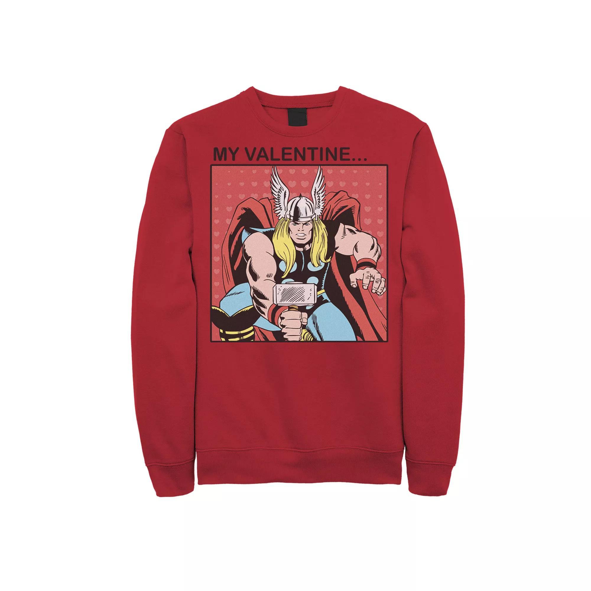 Men's Marvel Thor My Valentine Comic Sweatshirt, Size: XXL, Red Product Image