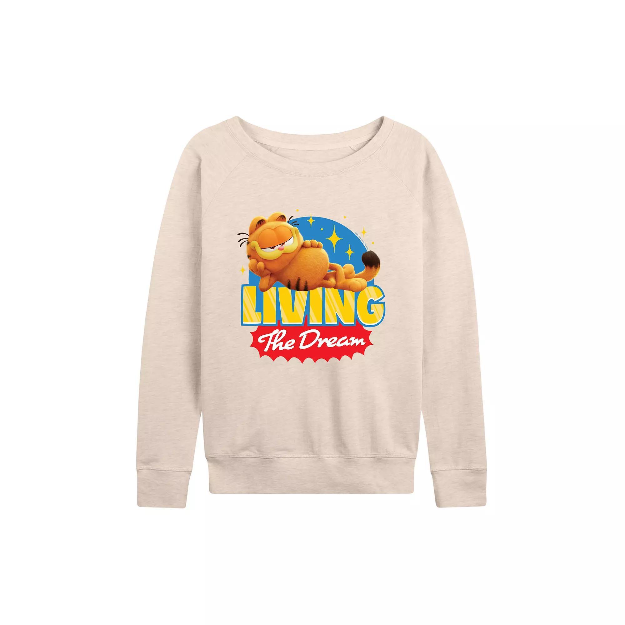 Womens The Garfield Movie Living The Dream French Terry Long Sleeve Tee Product Image