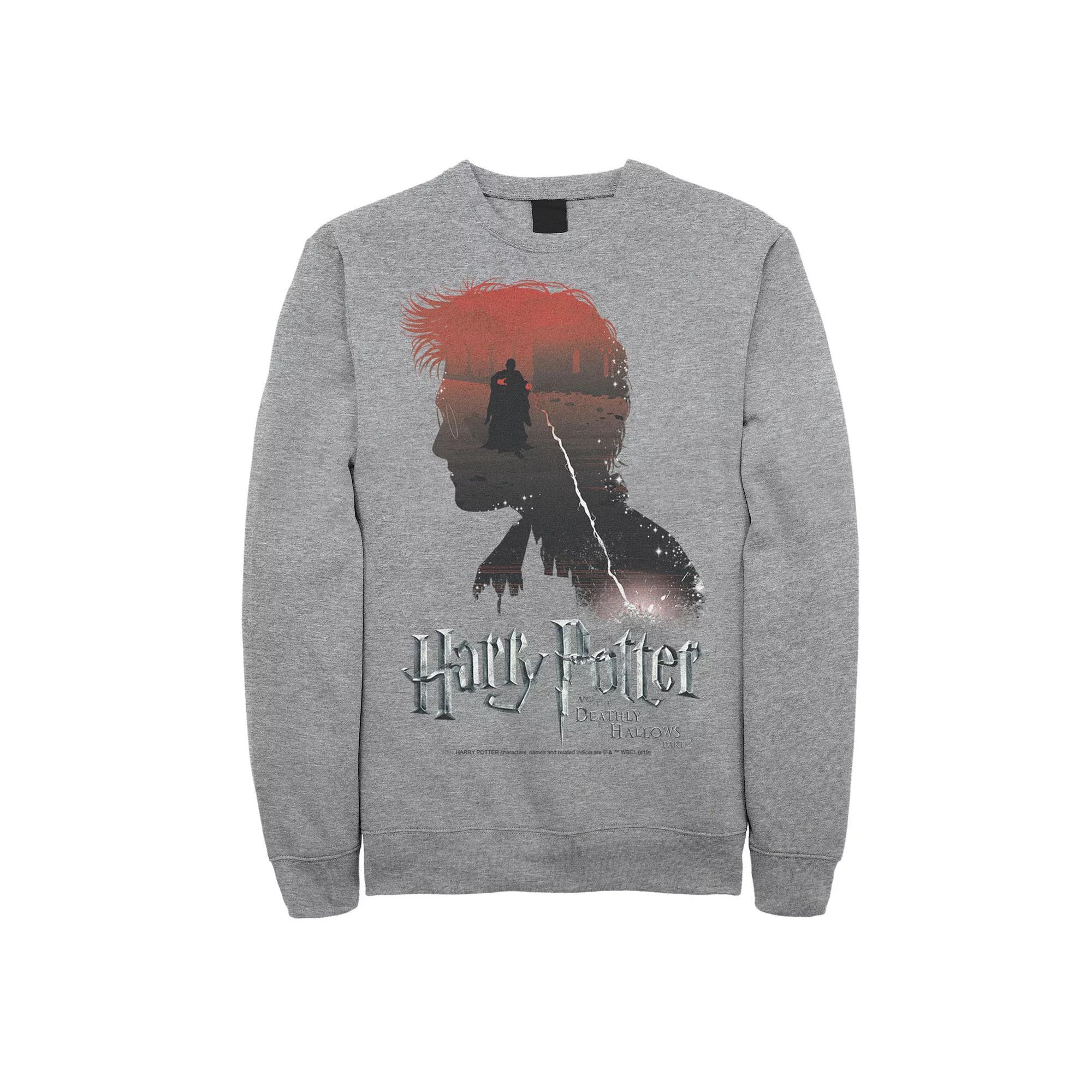 Men's Harry Potter and the Deathly Hallows Fleece Pullover, Size: 3XL, Athletic Grey Product Image