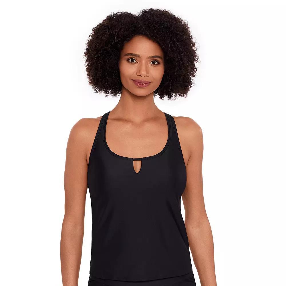 Women's Eco Beach Notched Neckline Tankini Swim Top, Size: Small, Black Product Image