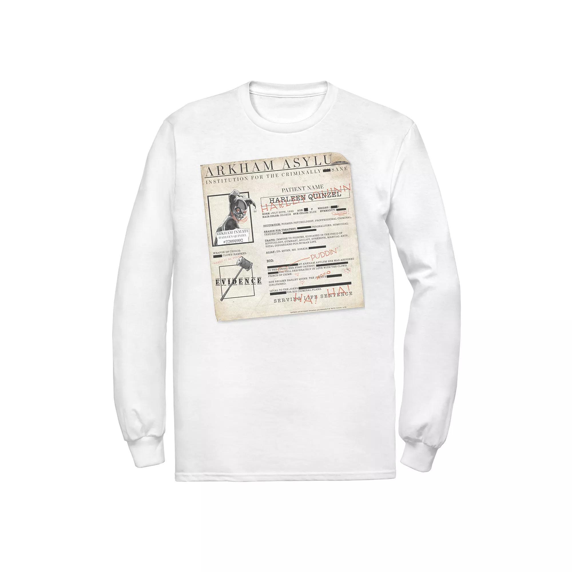 Men's Batman Harley Quinn Akham Asylum Records Tee, Size: Small, White Product Image