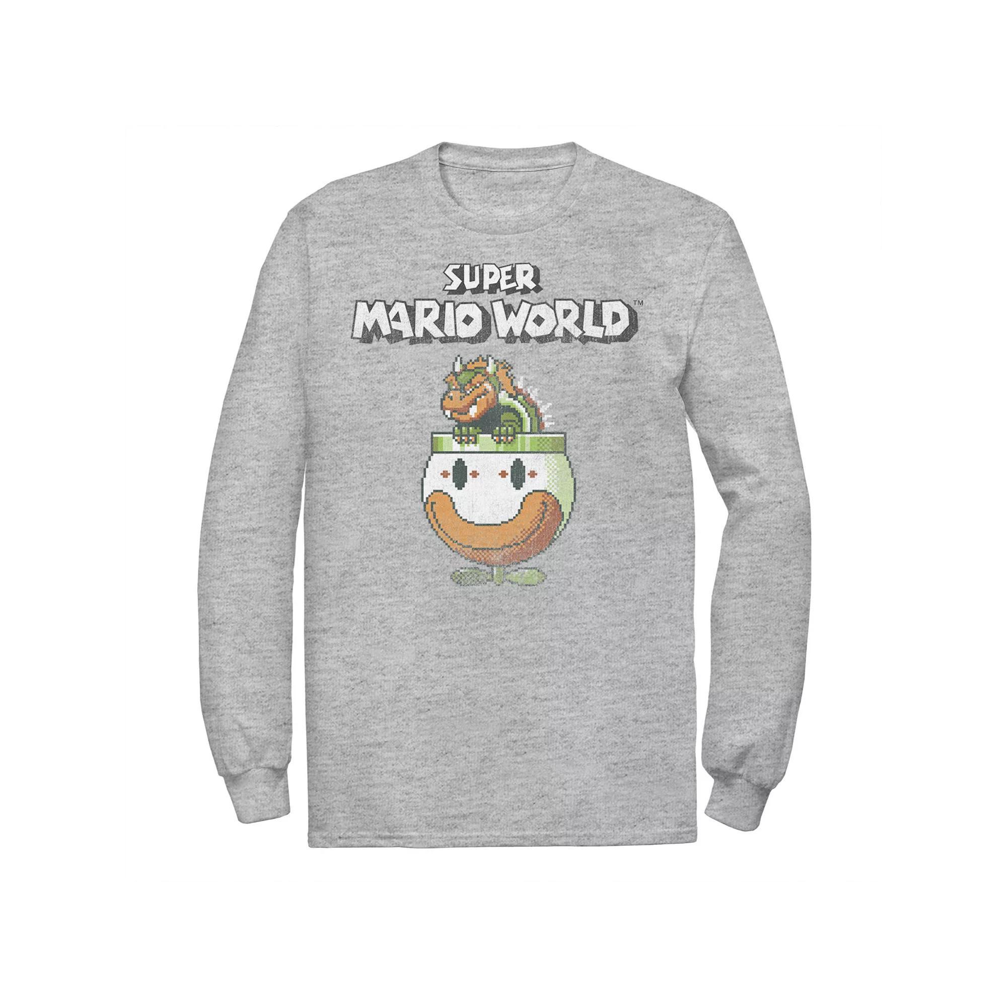 Big & Tall Nintendo Super Mario World Bowser Is King Long Sleeve, Men's, Size: 5XL, Athletic Grey Product Image